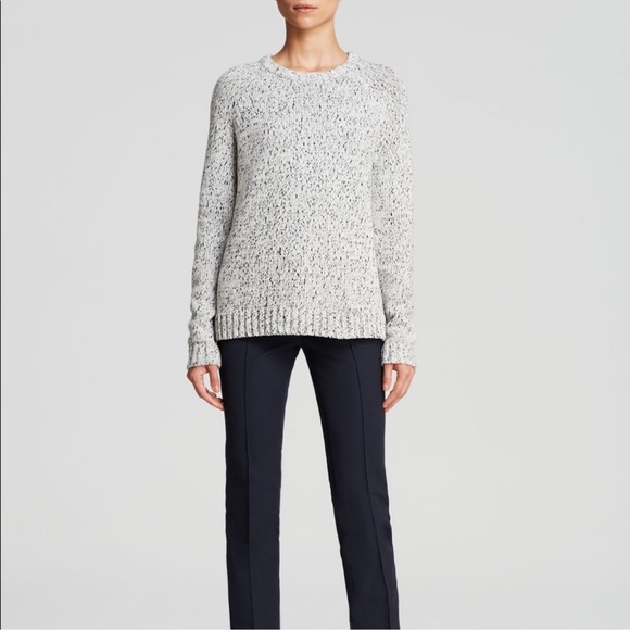 Theory Innis C Loryshare Marbled Knit Sweater in Ivory Ice/Charcoal - Picture 1 of 9